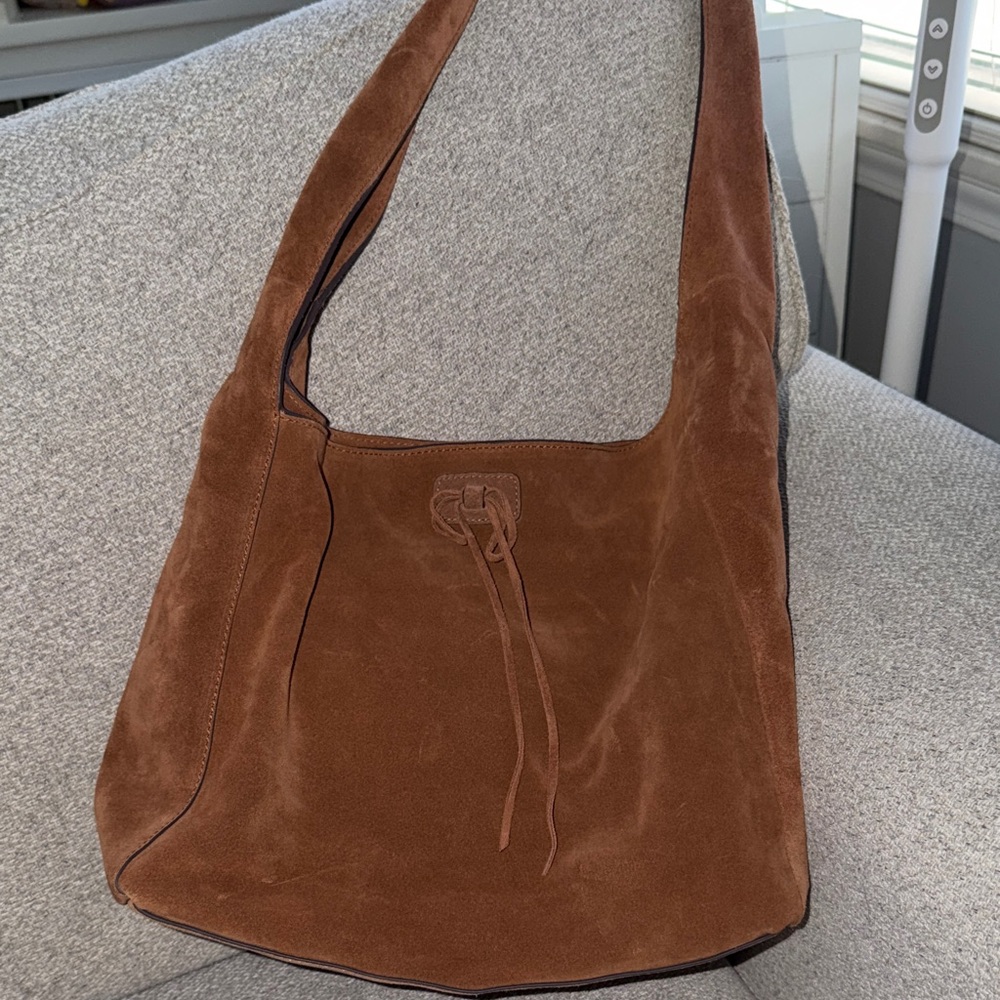 Lucky Brand Brown Suede Bow Shoulder Bag